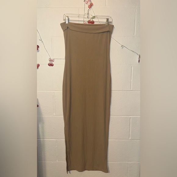 Khaki Tube Strapless Bodycon Dress NWT - Picture 6 of 7